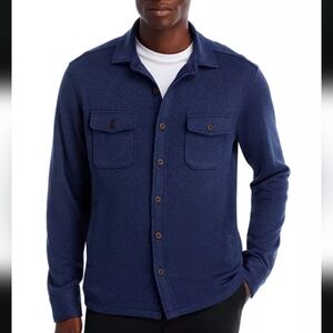 Peter Millar Navy Crown Fleece Shirt Jacket Button-front Men's Sz Medium